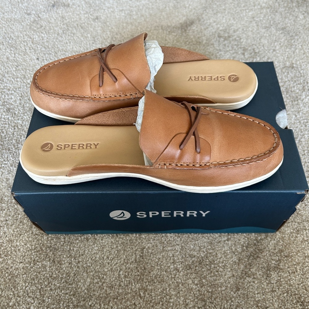 Sperry Tan Leather Slip-On Boat Shoes
